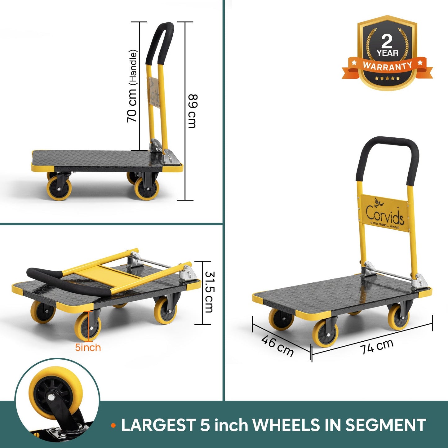 200 Kg Heavy-Duty Folding Metal Hand Platform Trolley/Truck