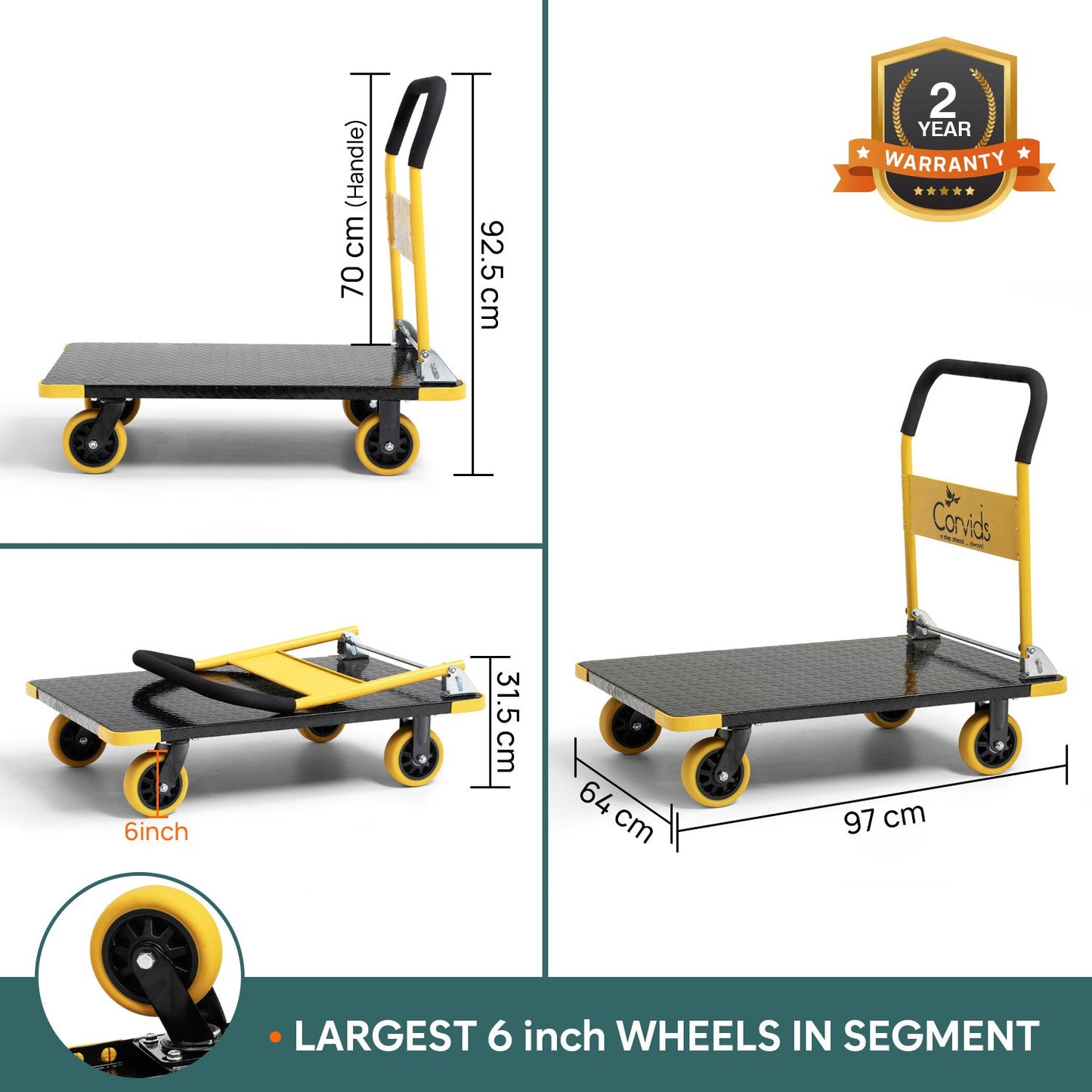 600 Kg Heavy-Duty Folding Metal Hand Platform Trolley/Truck