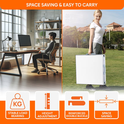 6 Feet Multipurpose Aluminium Folding Camping Table with Carrying Handle (White)