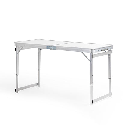 4 Feet Multipurpose Aluminium Folding Camping Table with Carrying Handle (White)