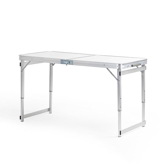 4 Feet Multipurpose Aluminium Folding Camping Table with Carrying Handle (White)