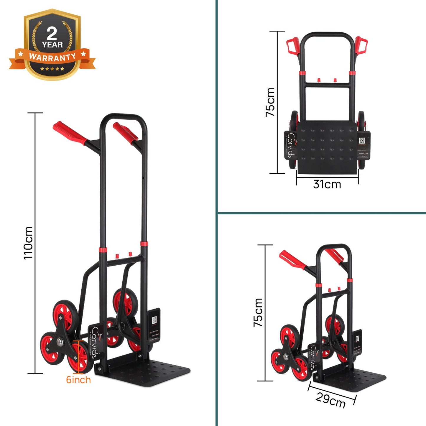150 Kg Stairs Climbing Steel Hand Truck with 2-Year Warranty