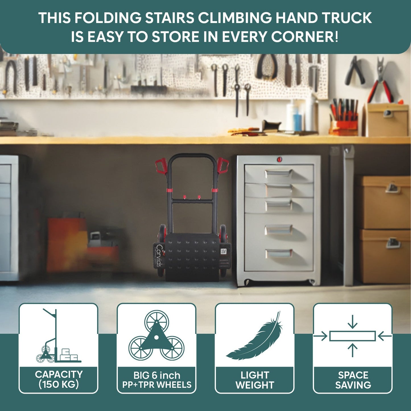 150 Kg Stairs Climbing Steel Hand Truck with 2-Year Warranty