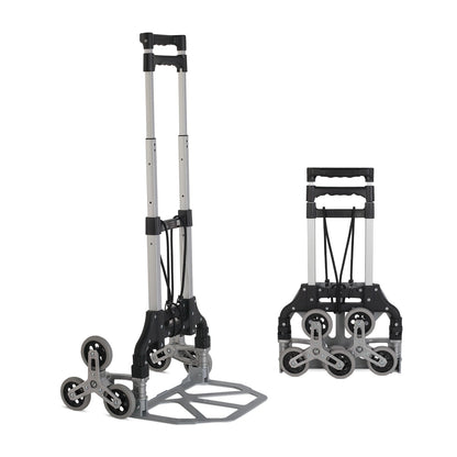 75 Kg Stairs Climbing Aluminium Hand Truck | Foldable & Lightweight Trolley with Tri-Wheel Design for Smooth Stair Movement | Portable Dolly Cart for Home, Office & Warehouse