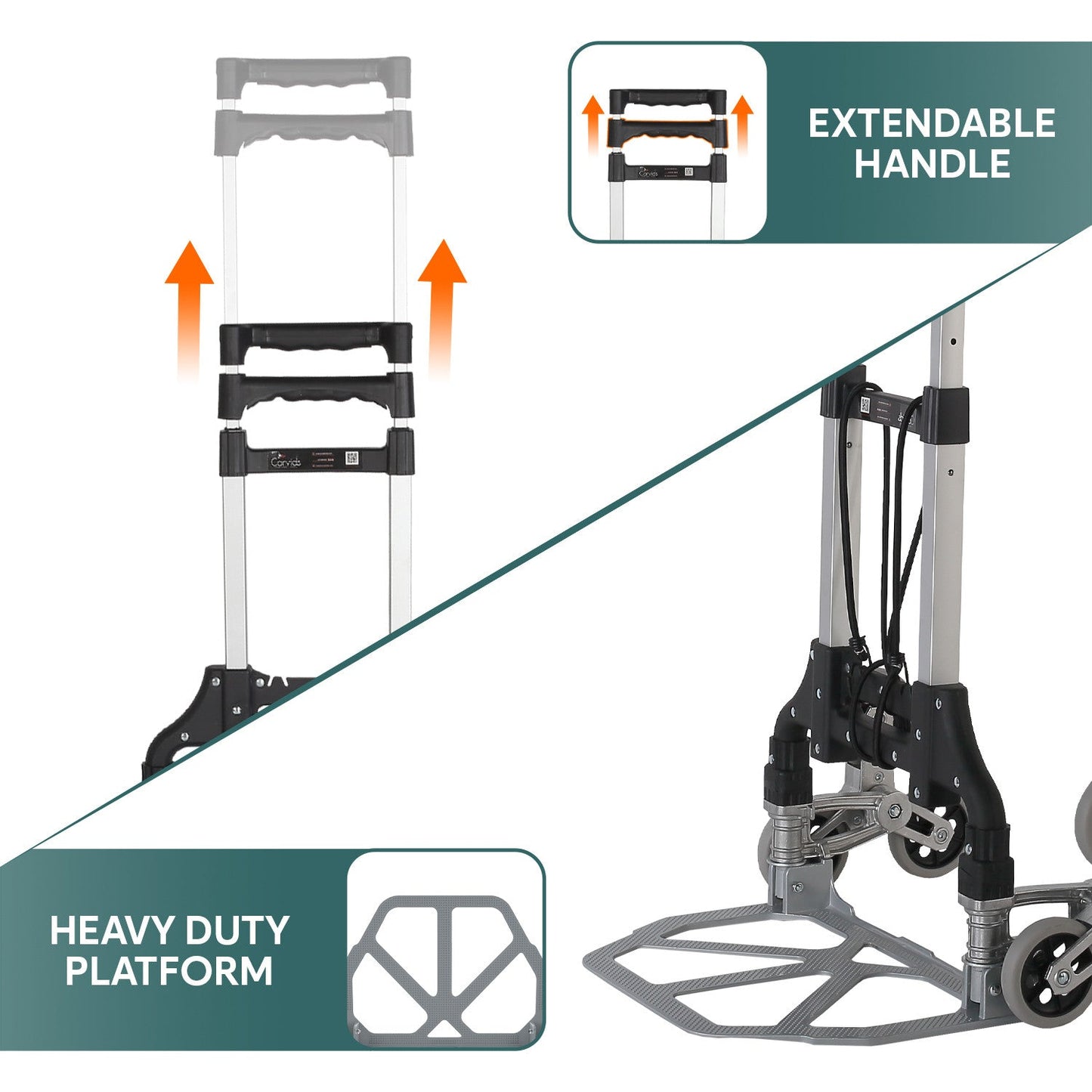 75 Kg Stairs Climbing Aluminium Hand Truck | Foldable & Lightweight Trolley with Tri-Wheel Design for Smooth Stair Movement | Portable Dolly Cart for Home, Office & Warehouse
