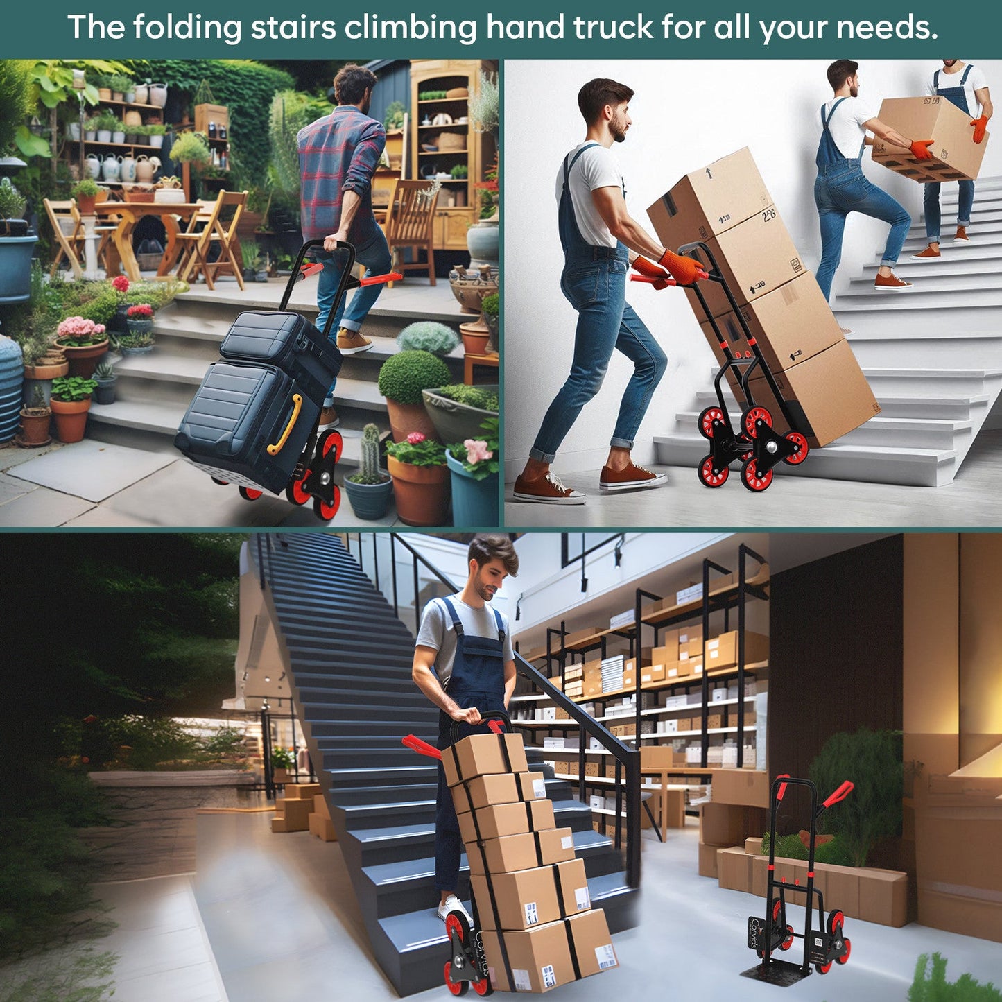 150 Kg Stairs Climbing Steel Hand Truck with 2-Year Warranty