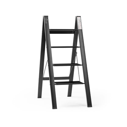 4-Steps Premium Folding Step Stool with 2-Year Warranty (Black)