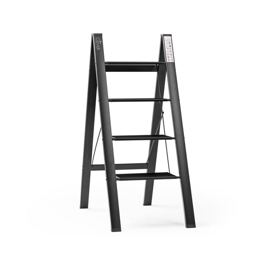 4-Steps Premium Folding Step Stool with 2-Year Warranty (Black)