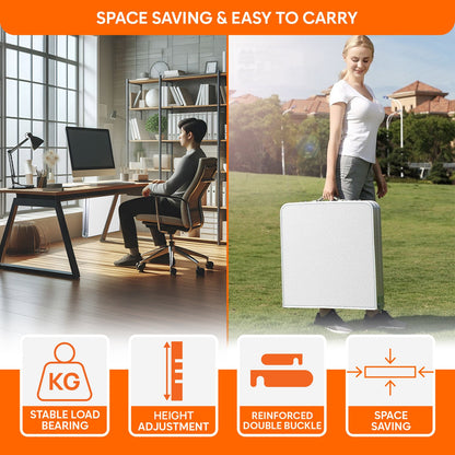 4 Feet Height Adjustable Aluminium Folding Table with 4 Oxford Mat Chairs (White)