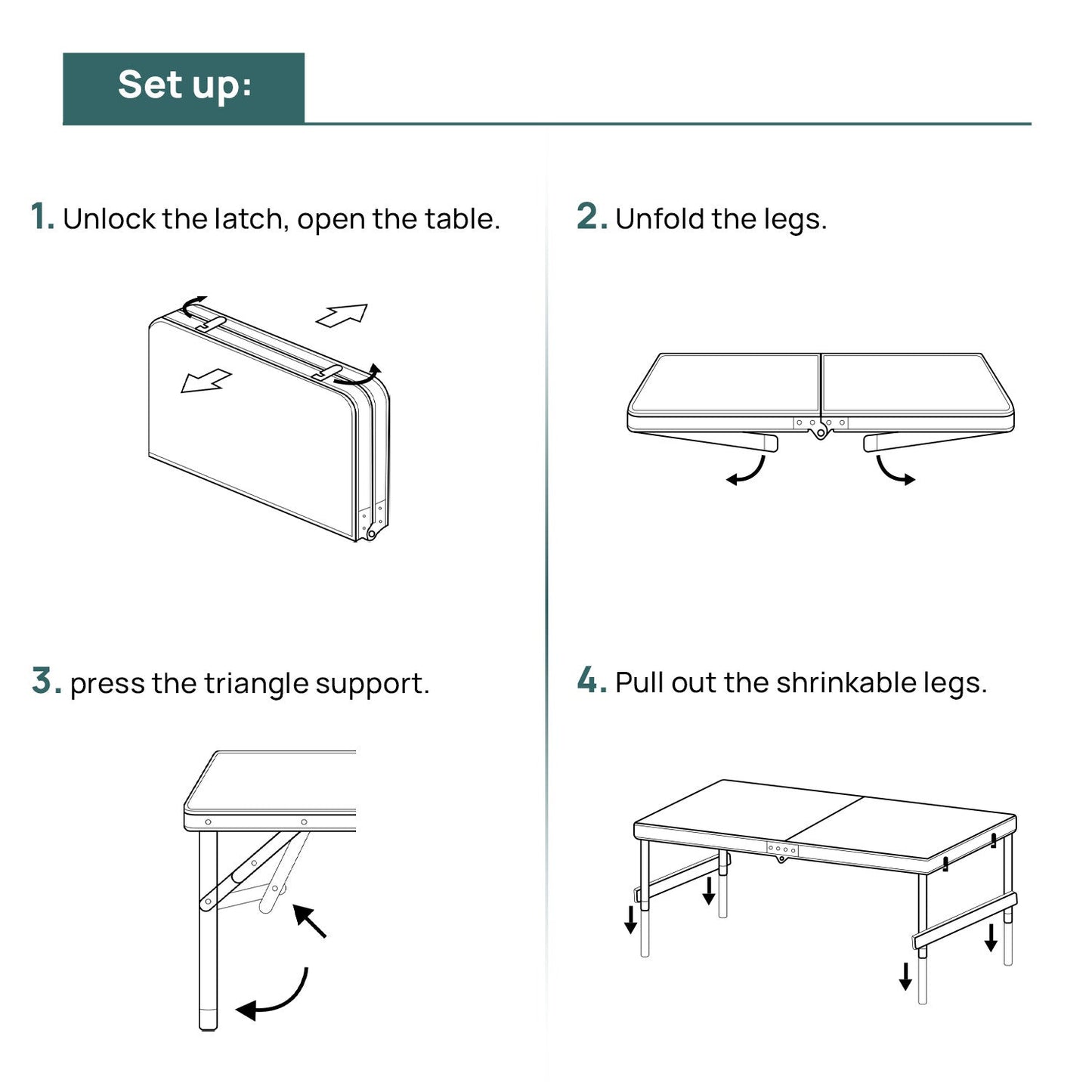 Height Adjustable Aluminium Folding Table with 4 Oxford Mat Chairs (Blue)