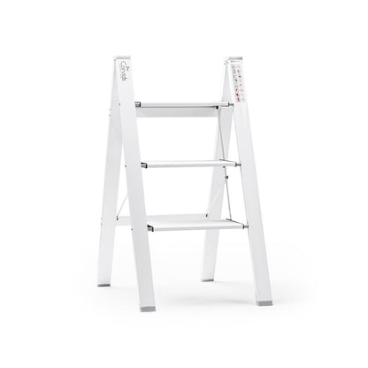 3-Steps Premium Folding Step Stool with 2-Year Warranty (White)