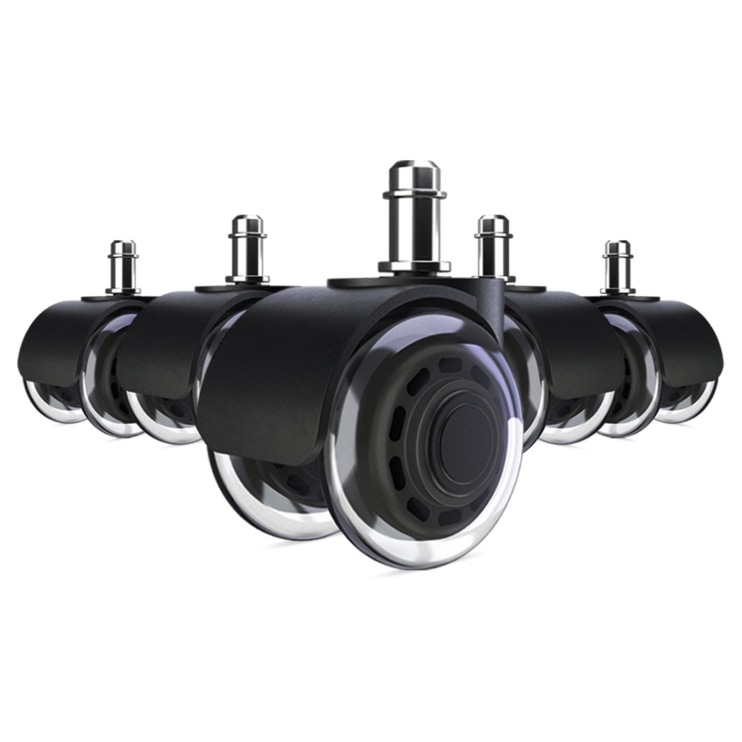 2-Inch Universal Fit Dual Caster Wheels | Rollerblade Type PU Rubber Office Chair Replacement, Safe for All Kinds Floors (Stem Size 11/22 mm) – Set of 5